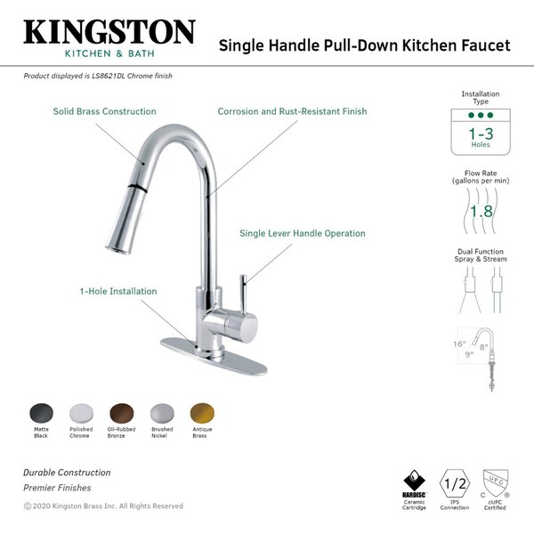 LS8620DL Concord Single-Handle Pull-Down Kitchen Faucet, Matte Black